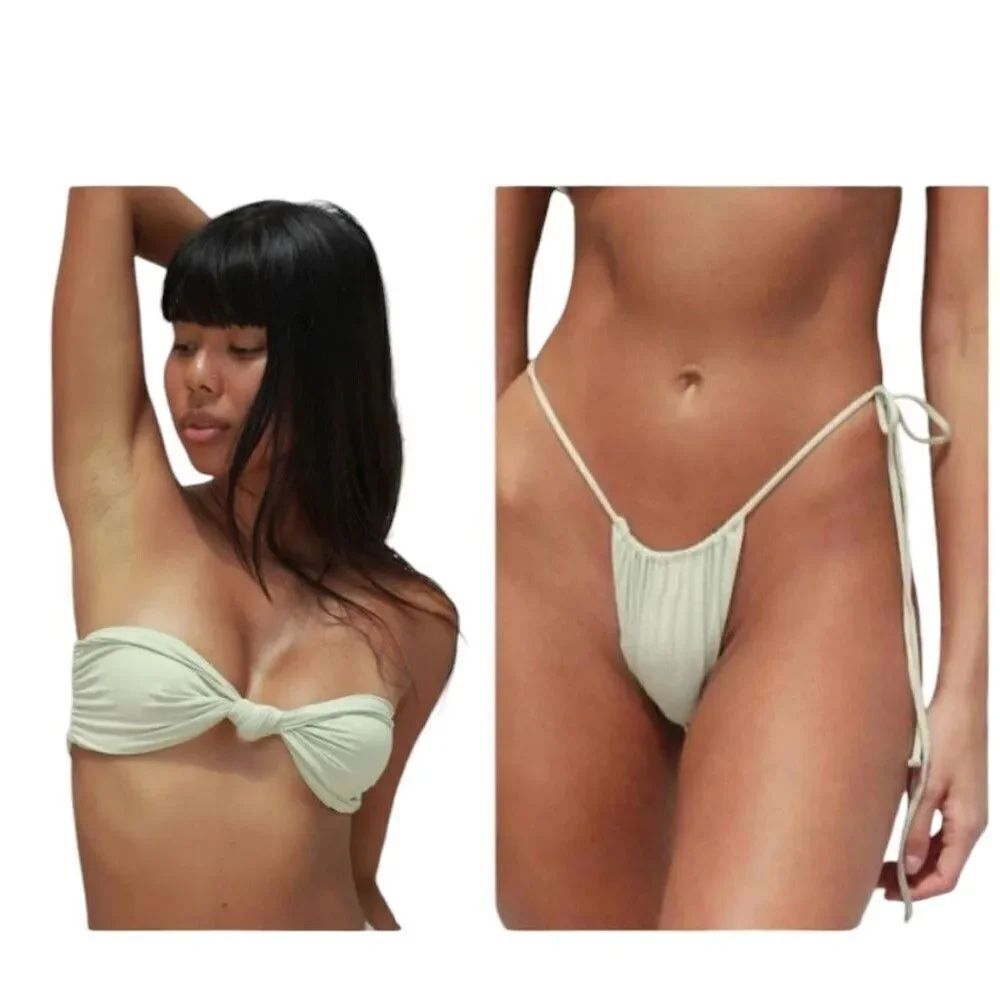 NWT Stone Fox Swim SET Lele Top and River Bottom Aloe Wash Revolve XL